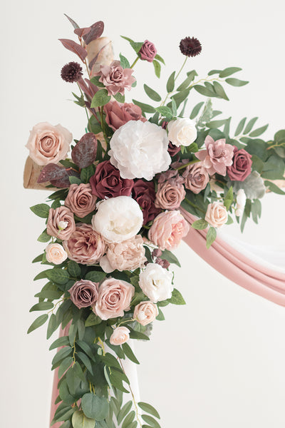 Flower Arch Decor with Drapes in Dusty Rose & Mauve