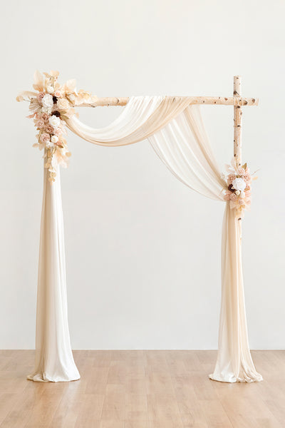 Flower Arch Decor with Drapes in White & Beige