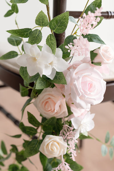 Wedding Aisle Chair Flower Decoration in Blush & Cream