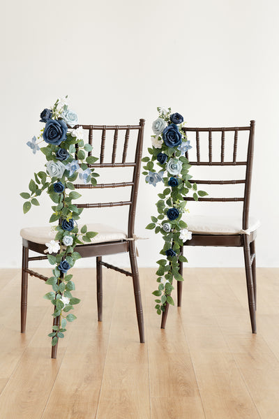Wedding Hanging Chair Back Decoration in Dusty Blue & Navy