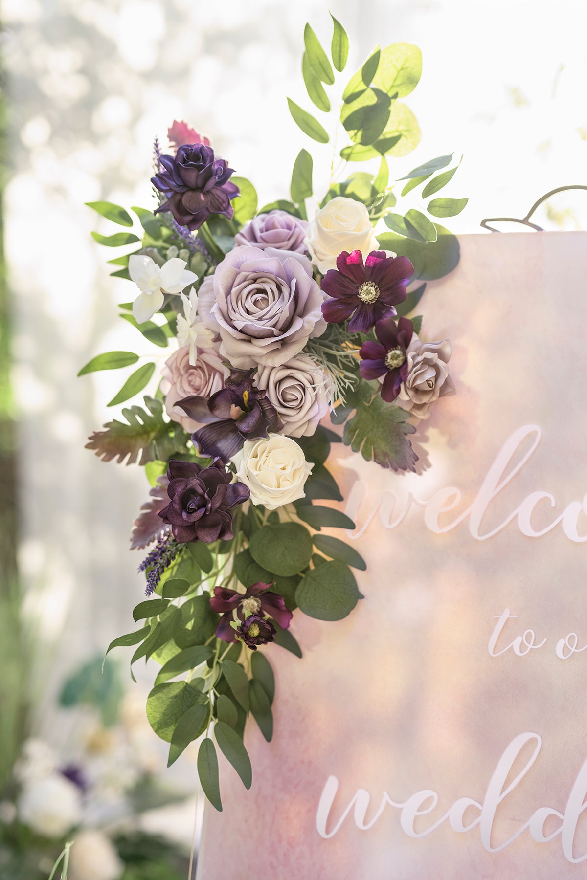 Flower Sign Decor in Lilac & Gold