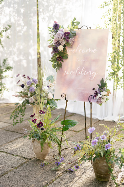 Flower Sign Decor in Lilac & Gold
