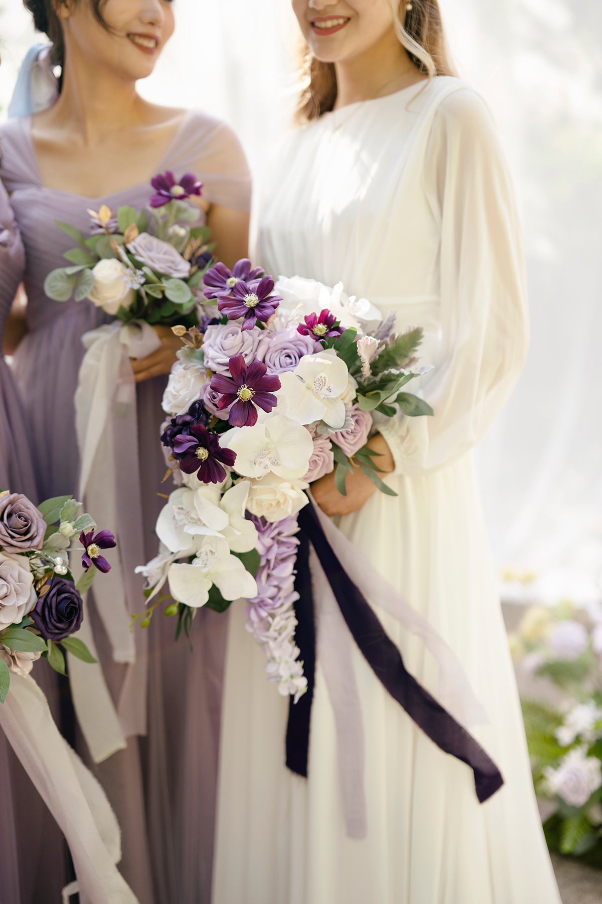 Small Cascade Bridal Bouquet in Lilac & Gold