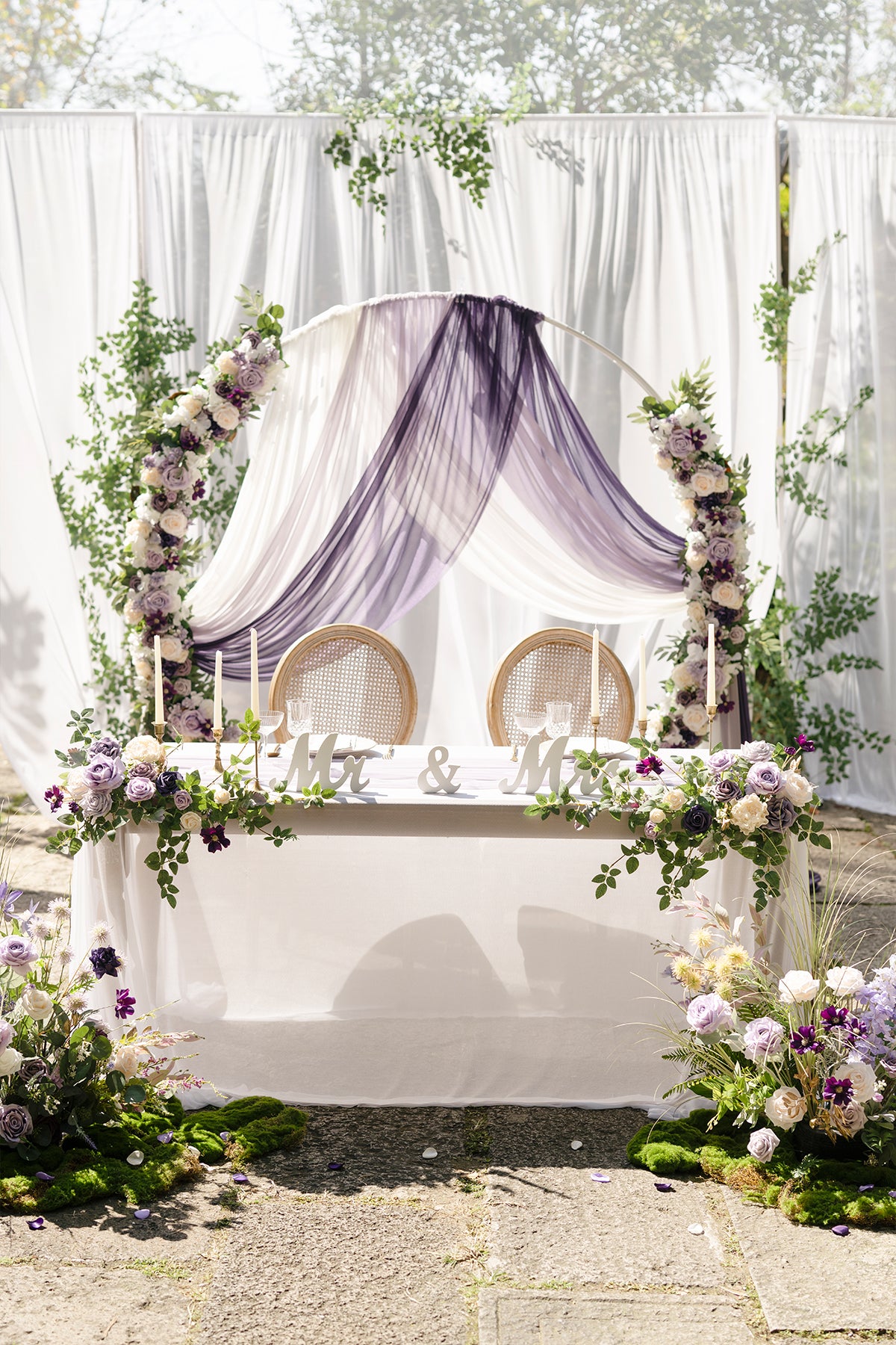 Head Table Floral Swags in Lilac & Gold