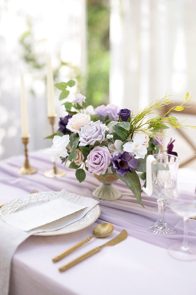 Large Floral Centerpiece Set in Lilac & Gold