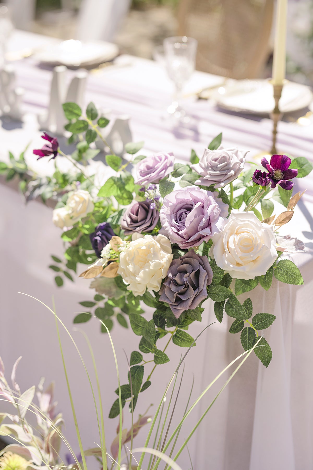 Head Table Floral Swags in Lilac & Gold