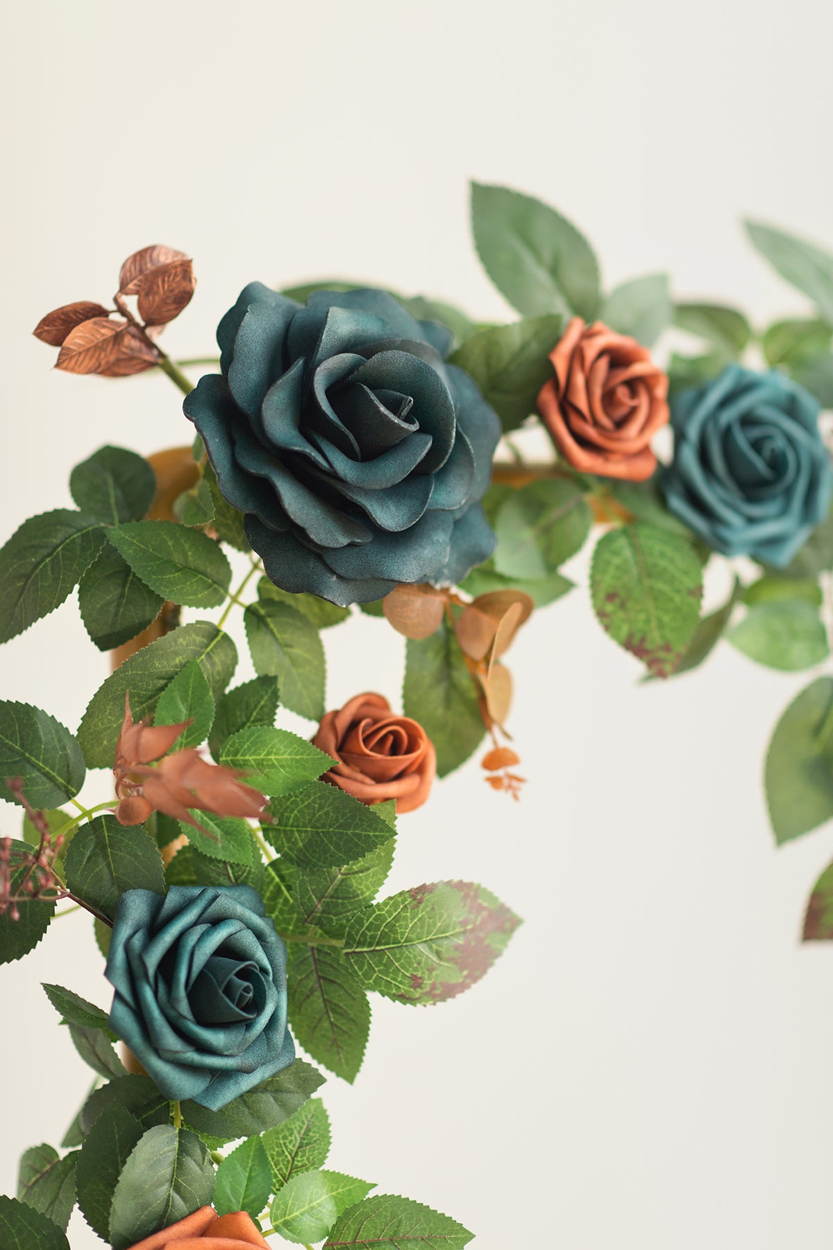 5ft Rose Leaf Flower Garland in Dark Teal & Burnt Orange