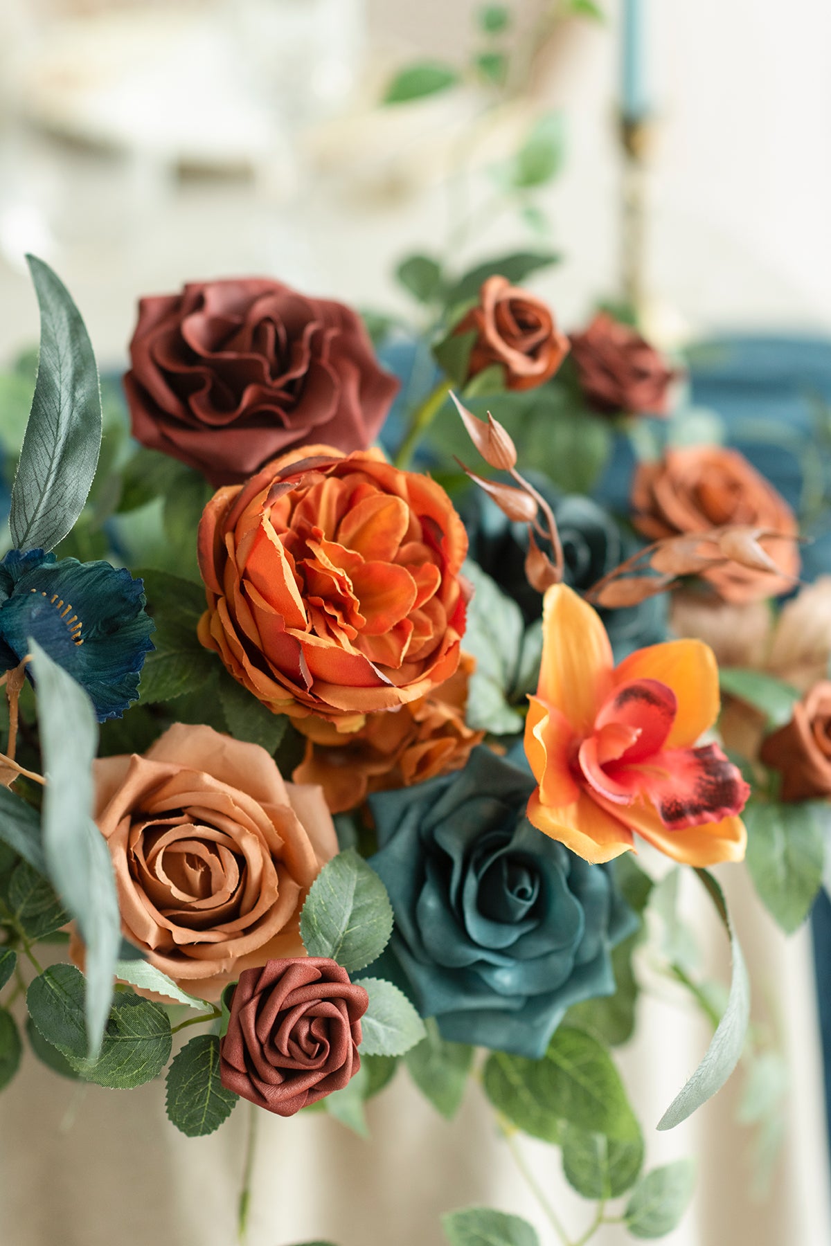 Head Table Floral Swags in Dark Teal & Burnt Orange | Clearance