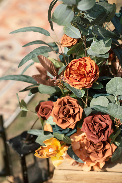 Free-Standing Flower Arrangements in Dark Teal & Burnt Orange | Clearance