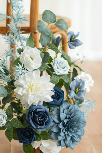 Wedding Aisle Runner Flower Arrangement in Dusty Blue & Navy | Clearance