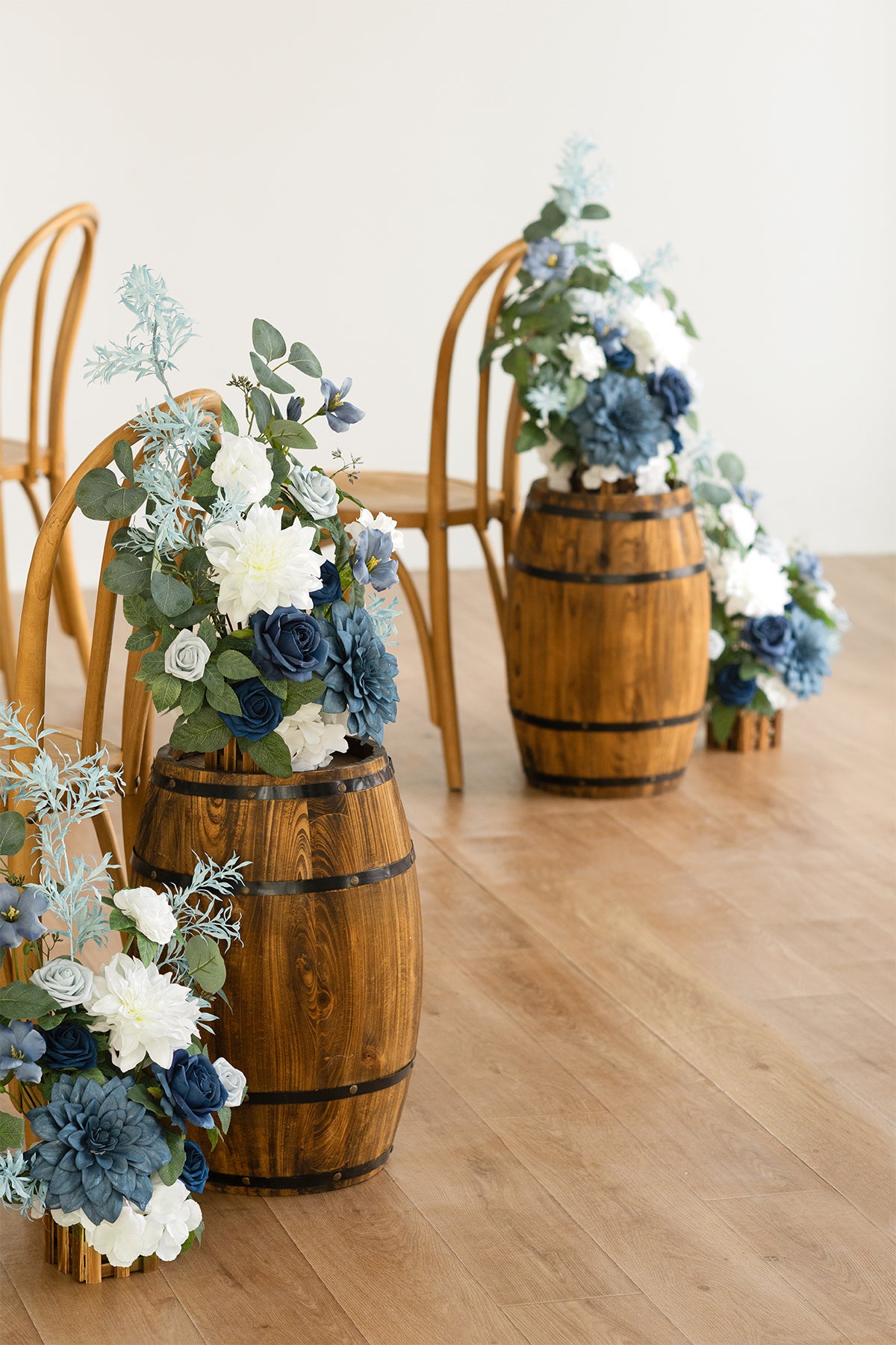 Wedding Aisle Runner Flower Arrangement in Dusty Blue & Navy