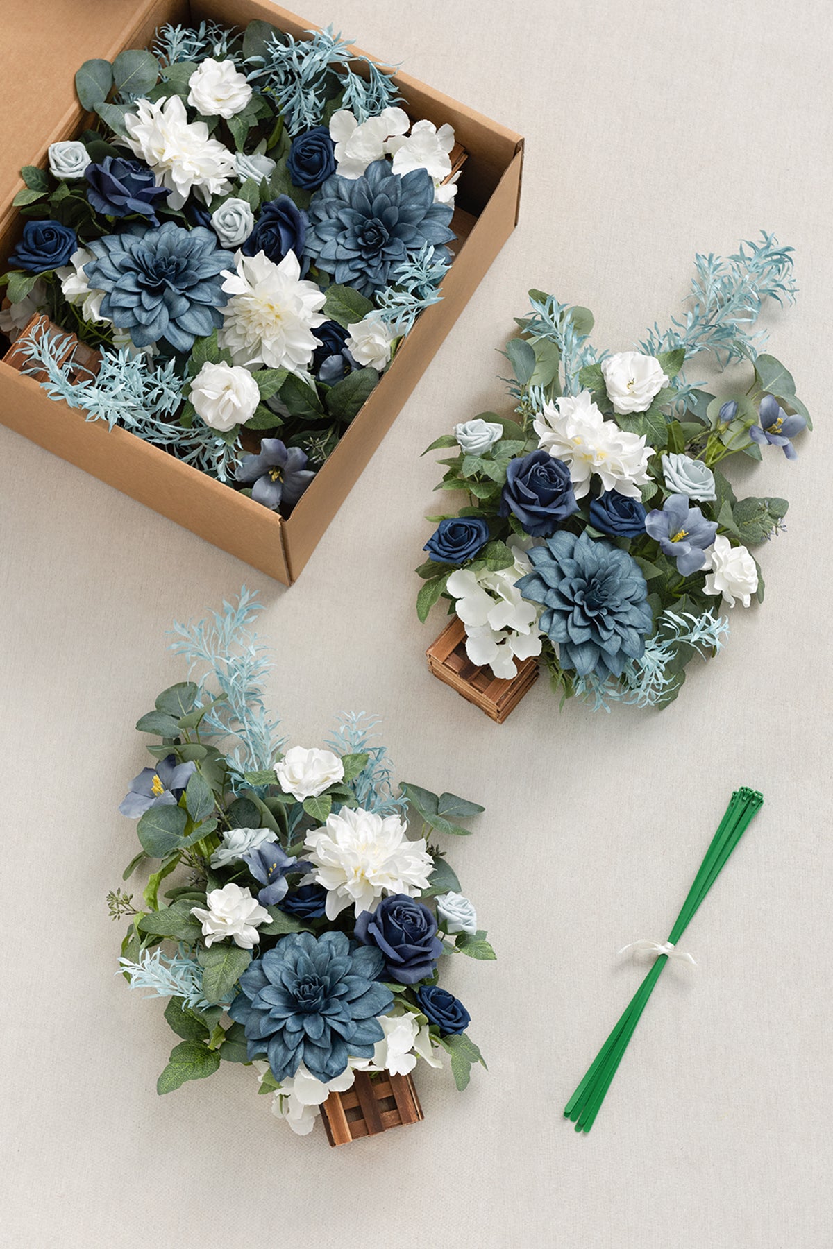 Wedding Aisle Runner Flower Arrangement in Dusty Blue & Navy