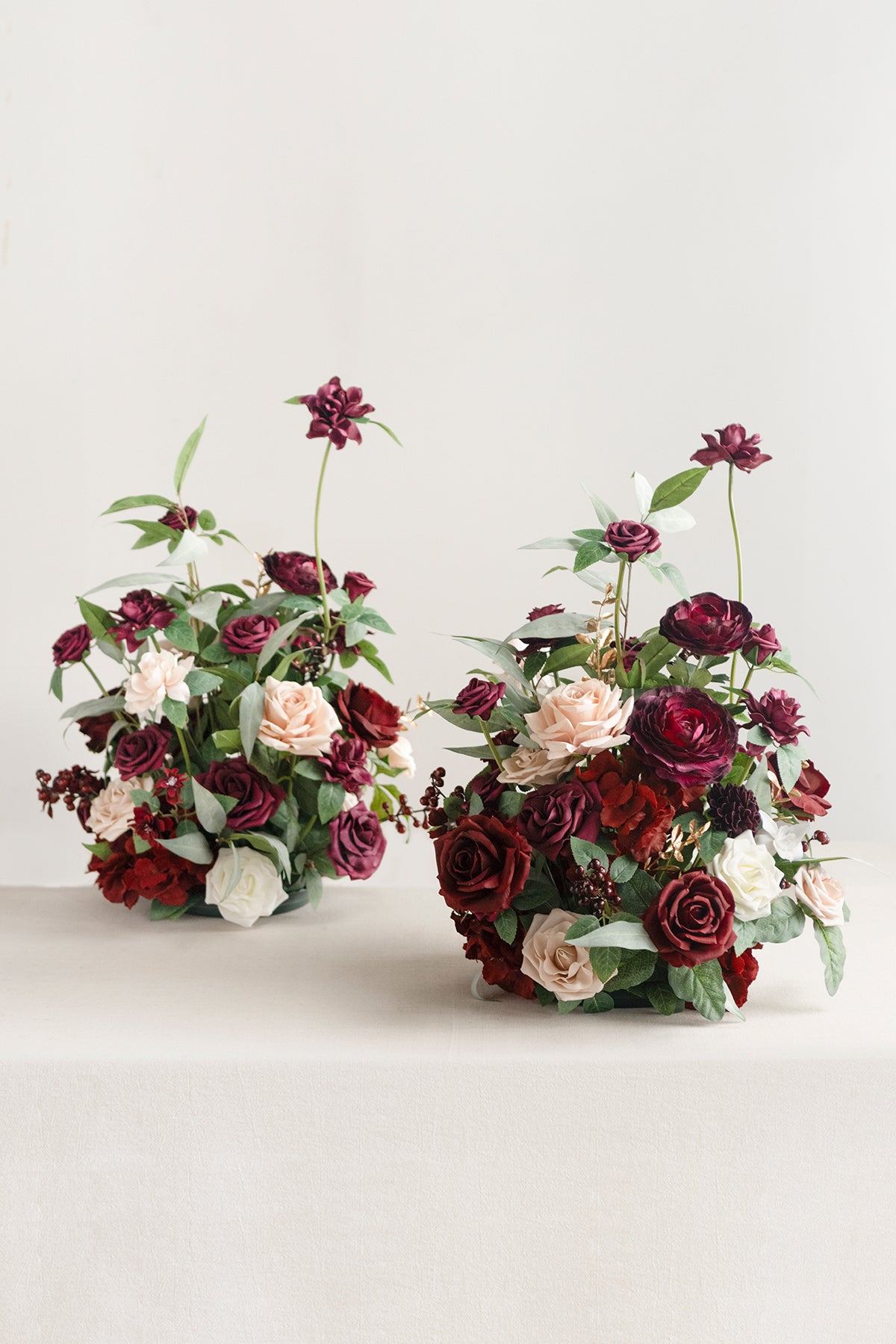 Free-Standing Flower Arrangements in Romantic Marsala