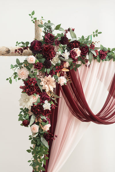 Flower Arch Decor with Drapes in Romantic Marsala