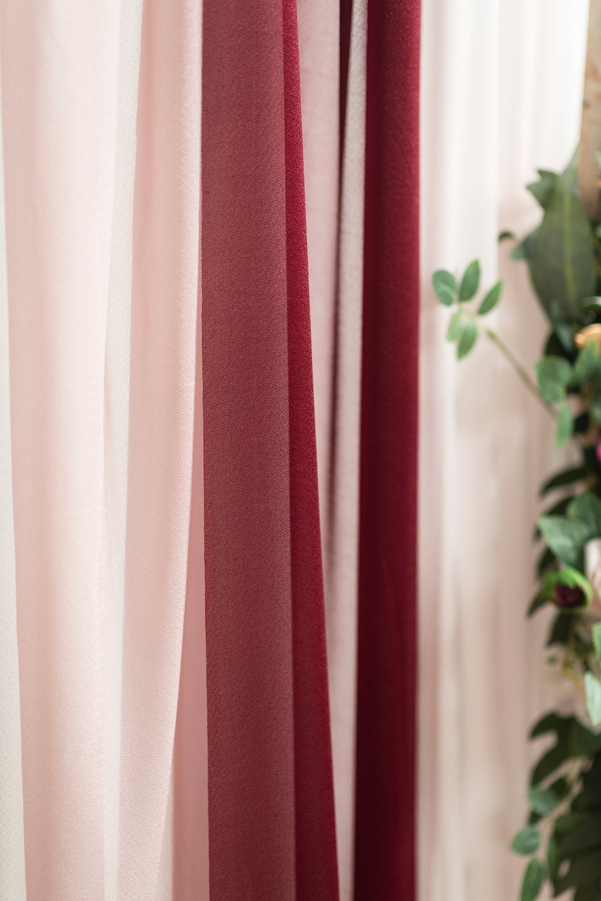 Flower Arch Decor with Drapes in Romantic Marsala