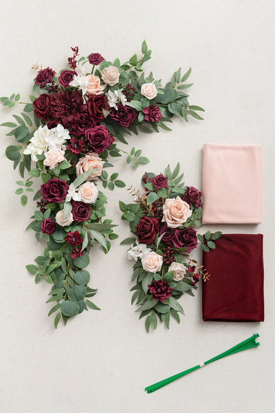 Flower Arch Decor with Drapes in Romantic Marsala