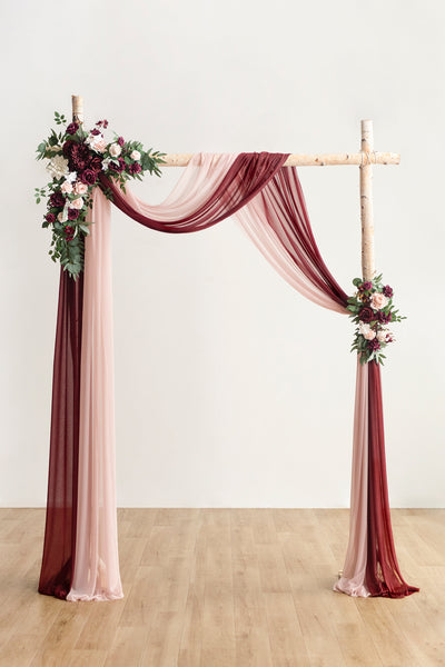 Flower Arch Decor with Drapes in Romantic Marsala