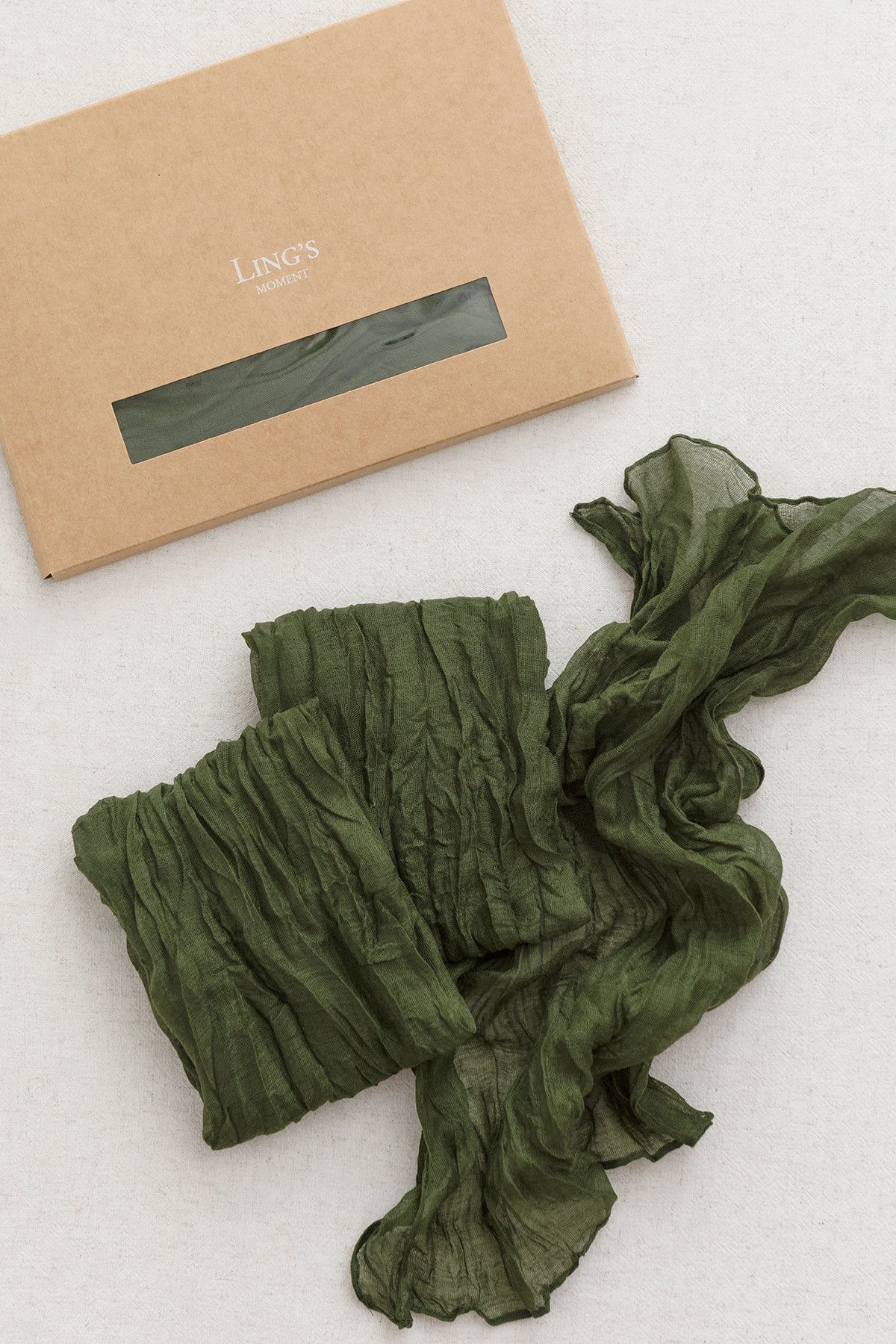 Cheesecloth Napkins & Table Runner Set in Emerald & Tawny Beige