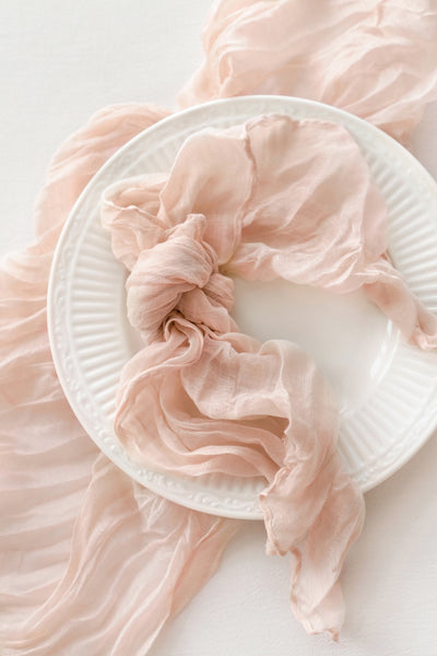 Cheesecloth Napkins & Table Runner Set in Blush & Cream
