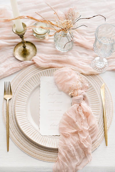 Cheesecloth Napkins & Table Runner Set in Blush & Cream