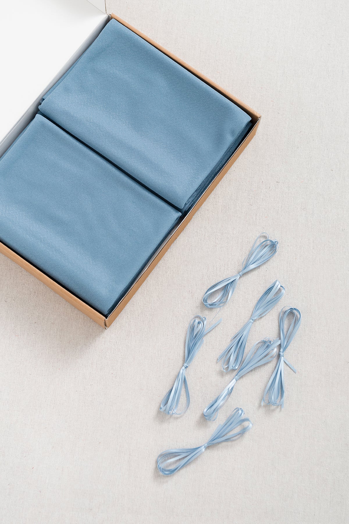 Table Linens in Dusty Blue and Navy