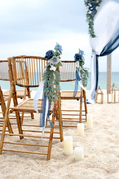 Wedding Aisle Decoration Pew Flowers in Dusty Blue