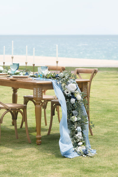 6ft Flower Garland in Dusty Blue & Navy