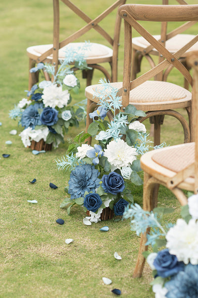 Wedding Aisle Runner Flower Arrangement in Dusty Blue & Navy | Clearance