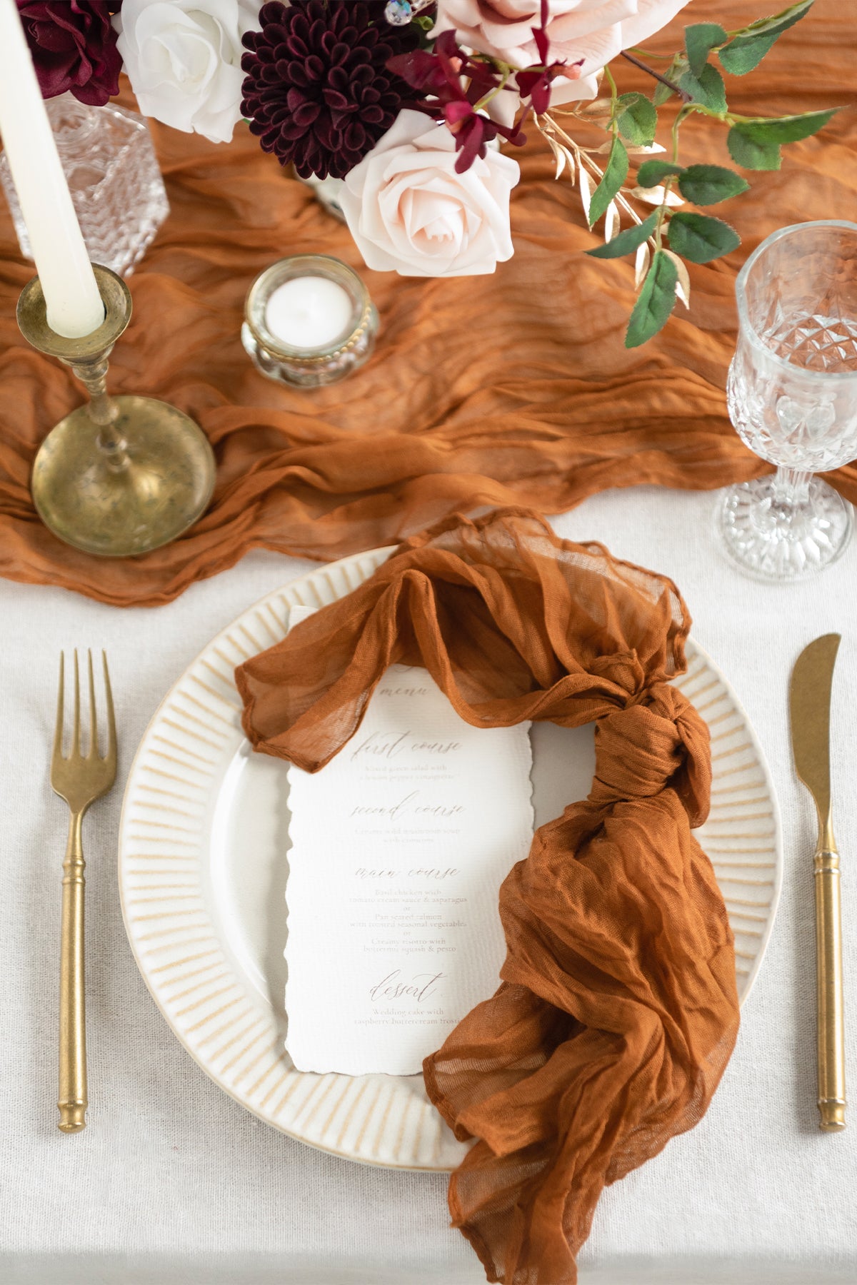 Cheesecloth Napkins & Table Runner Set for Reception - 6 Colors
