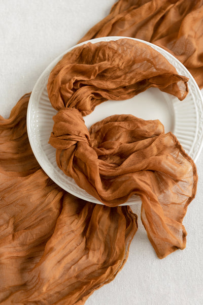 Cheesecloth Napkins & Table Runner Set in Sunset Terracotta
