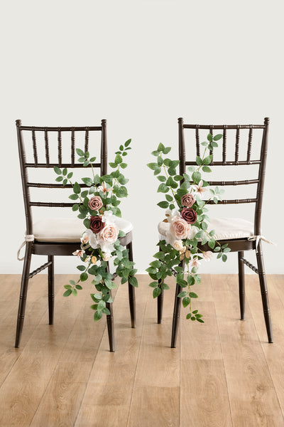 Wedding Aisle Chair Flower Decoration in Dusty Rose & Mauve | Clearance