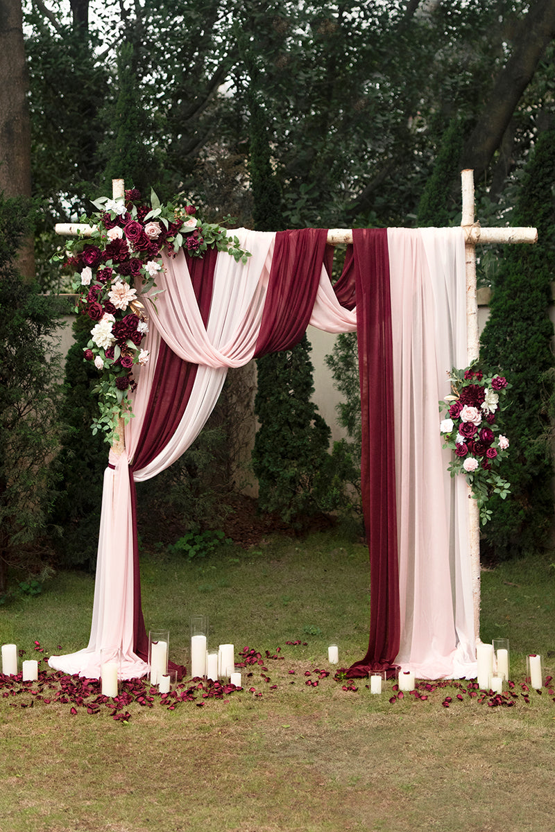 Flower Arch Decor with Drapes in Romantic Marsala