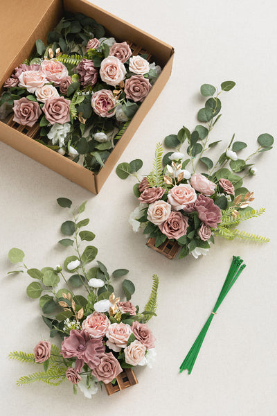 Wedding Aisle Runner Flower Arrangement in Dusty Rose & Cream