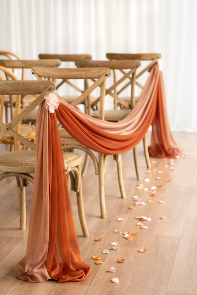 Sheer Aisle Swags for Church Wedding in Sunset Terracotta