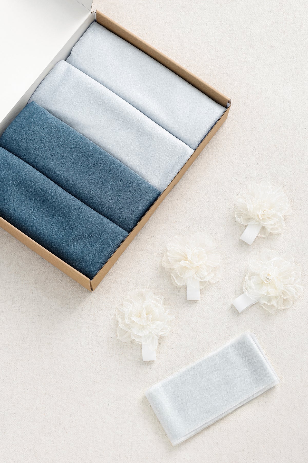 Sheer Aisle Swags for Church Wedding in Dusty Blue & Navy