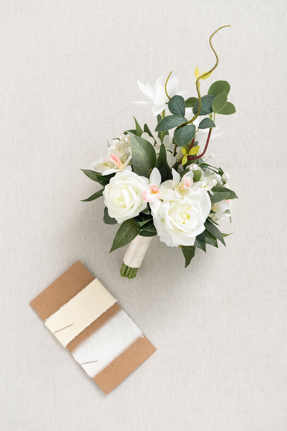 Free-Form Bridesmaid Bouquets in Natural White