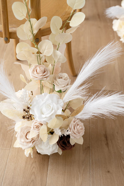 Wedding Aisle Runner Flower Arrangement in White & Beige | Clearance