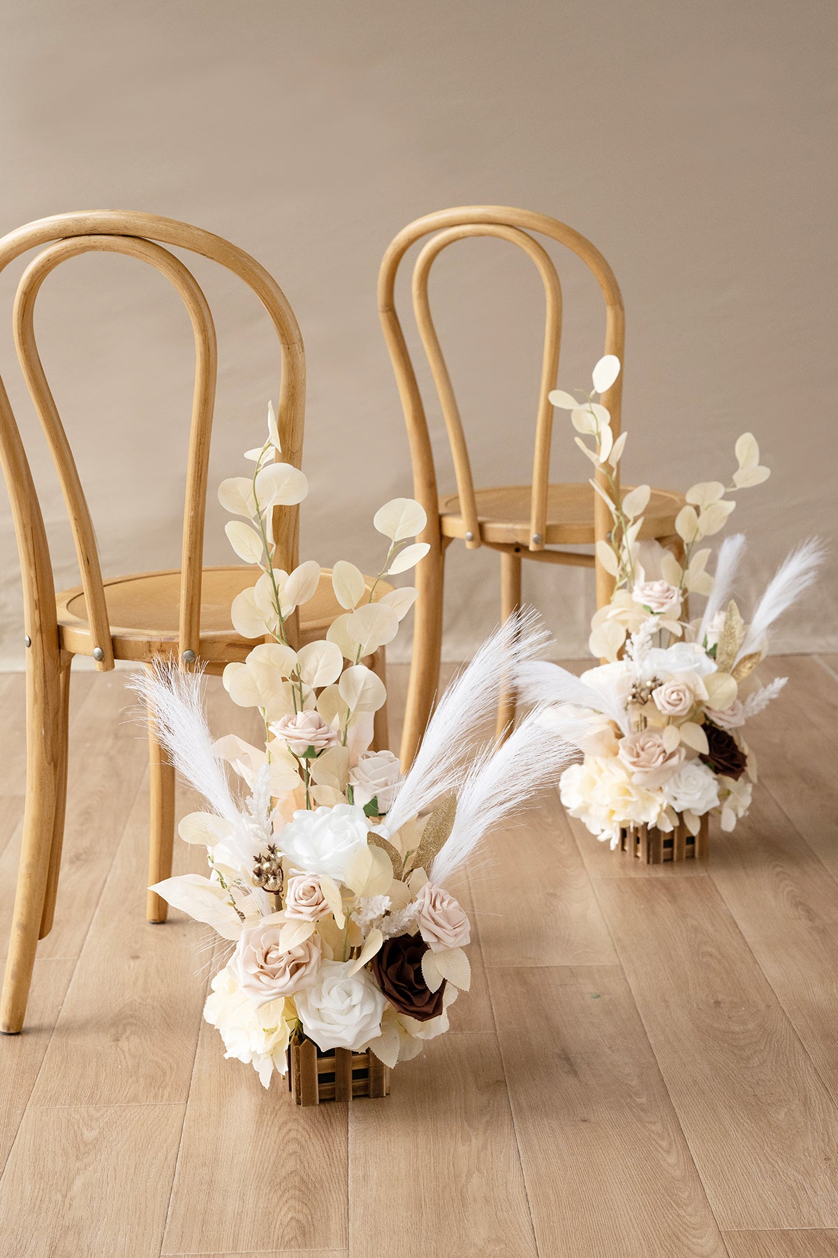 Wedding Aisle Runner Flower Arrangement in White & Beige