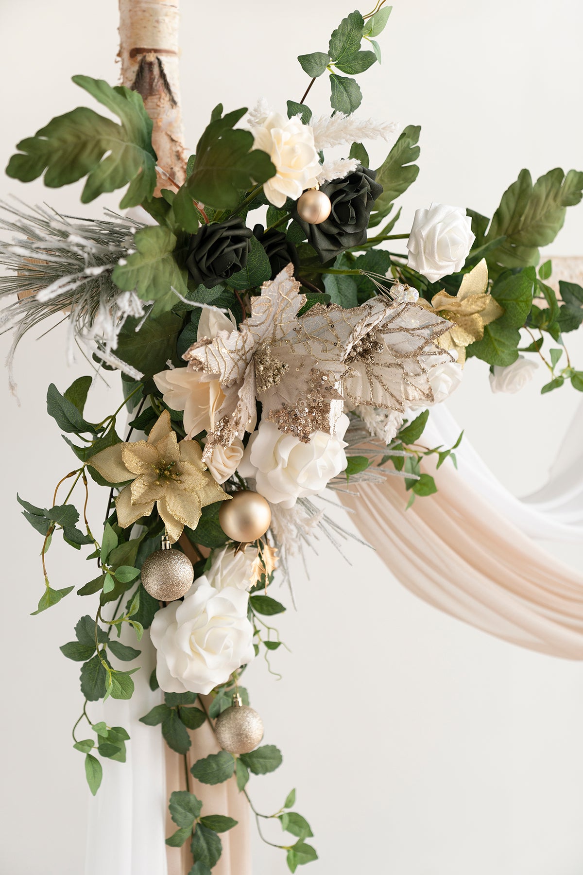 Flower Arch Decor with Drape in Champagne Christmas | Clearance