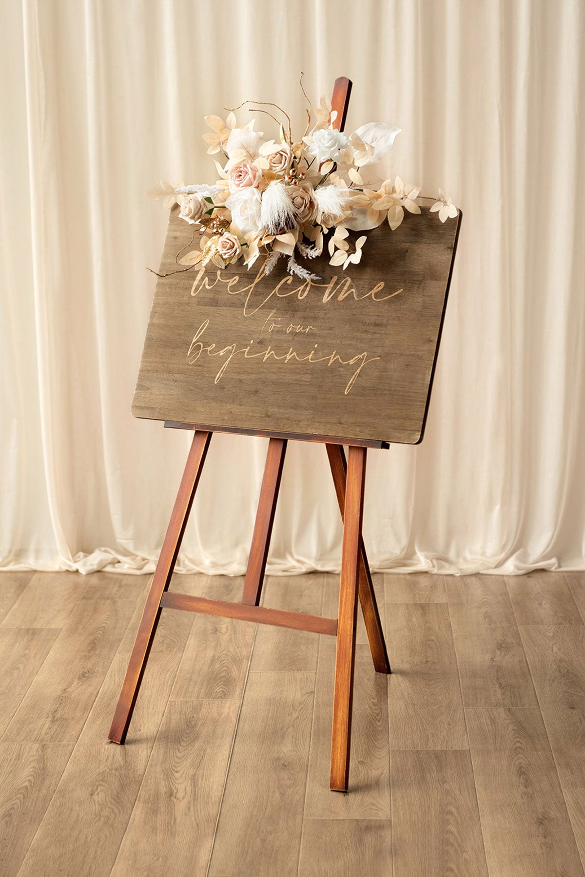 Flower Sign Decor in White & Beige | Clearance