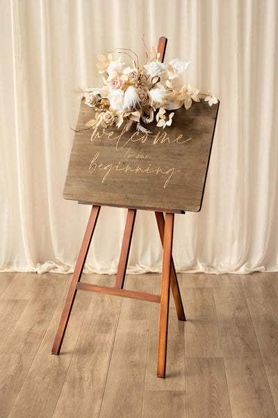 Flower Sign Decor in White & Beige | Clearance