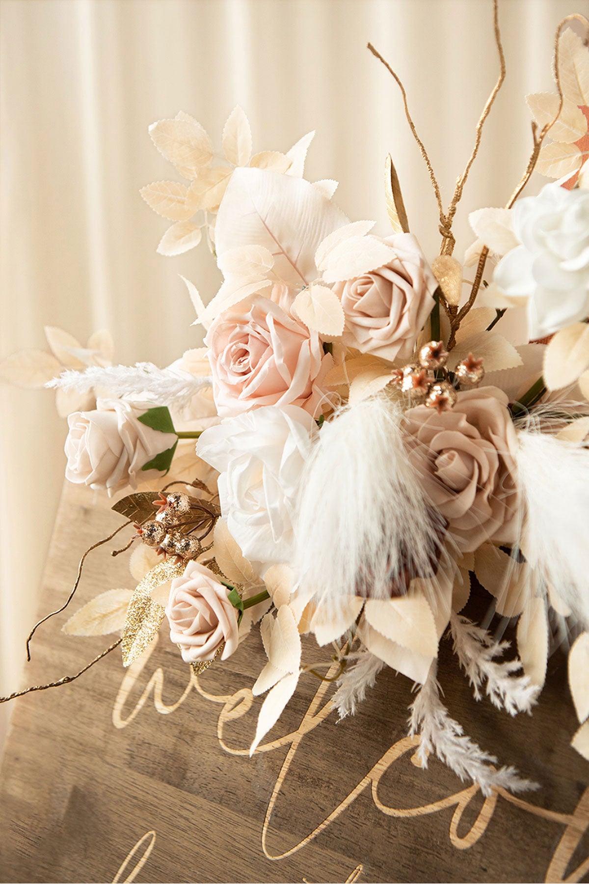 Flower Sign Decor in White & Beige | Clearance
