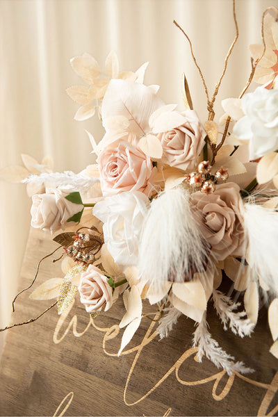 Flower Sign Decor in White & Beige | Clearance