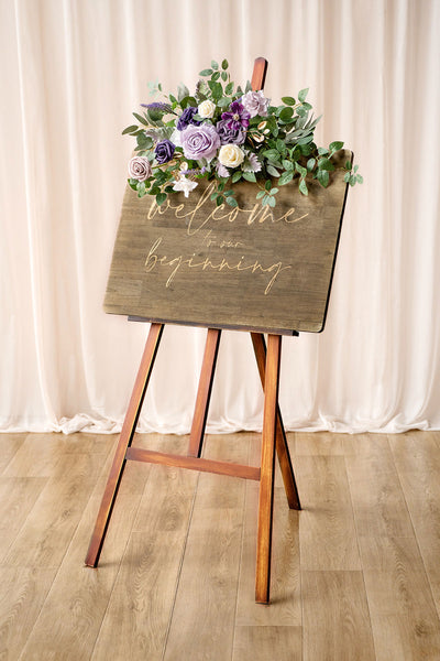 Flower Sign Decor in Lilac & Gold