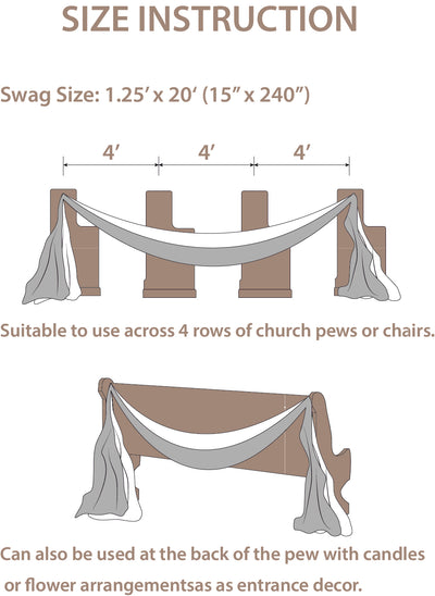 Sheer Aisle Swags for Church Wedding in Sunset Terracotta