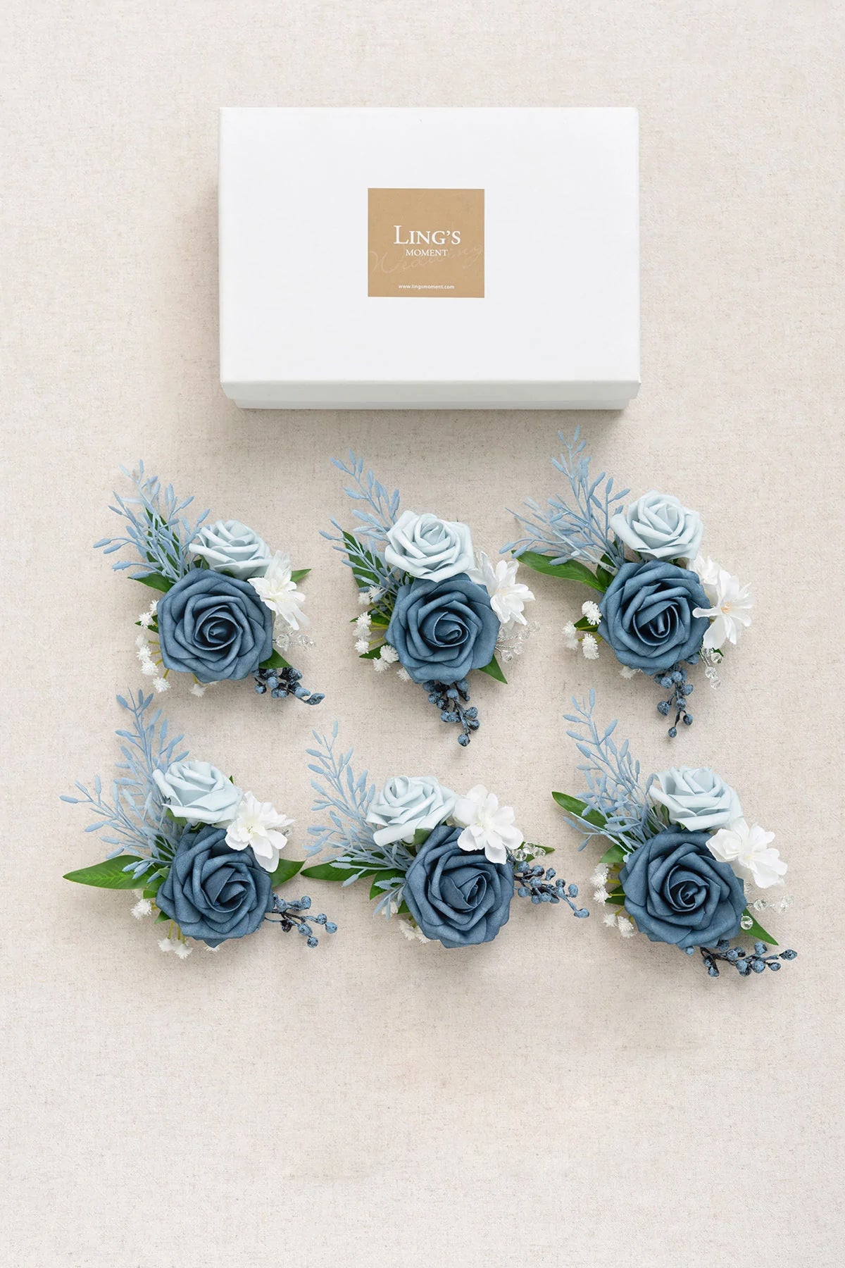 Wedding Wrist Corsages (Set of 6) - Romantic Dusty Blue – Ling's