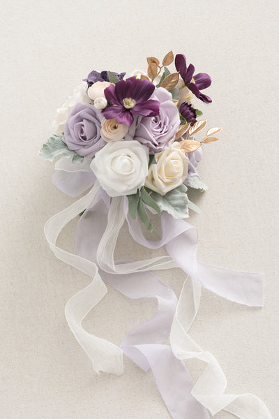 Maid of Honor & Bridesmaid Bouquets in Lilac & Gold