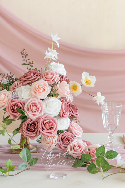 3" Foam Rose with Stem - Dusty Rose & Plum
