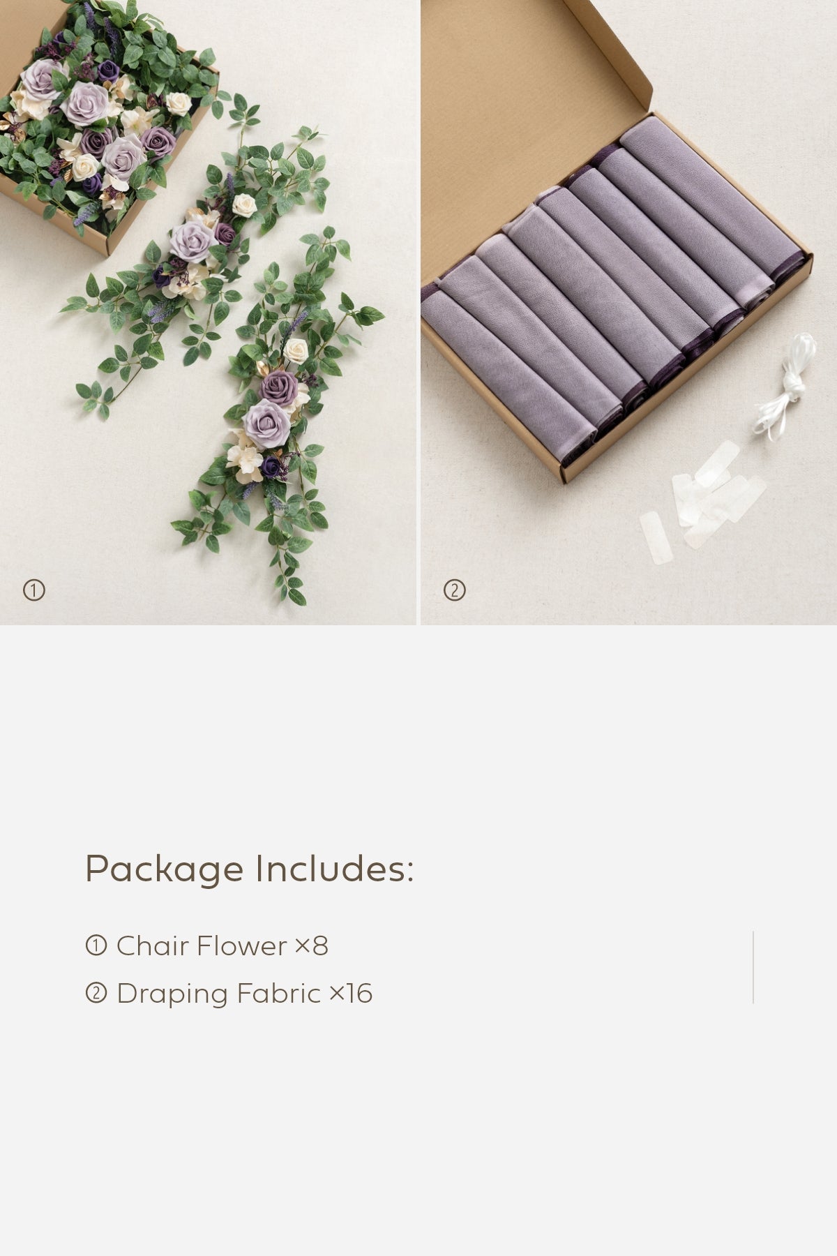Wedding Aisle Chair Flower Decoration in Lilac & Gold