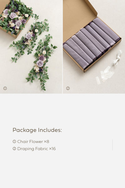 Wedding Aisle Chair Flower Decoration in Lilac & Gold